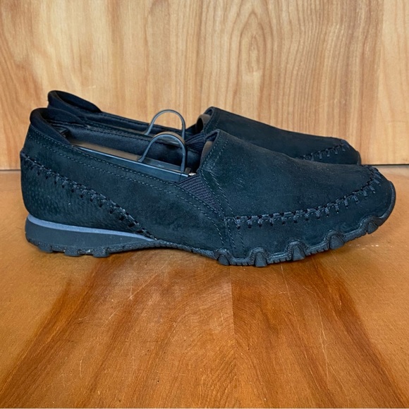Womens 6.5 Skechers Relaxed Fit Slip On Bikers Sneakers Black SEF0412 - Picture 1 of 8